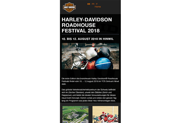 Roadhousefestival Auto Webseite Mobile/SmartPhone Design