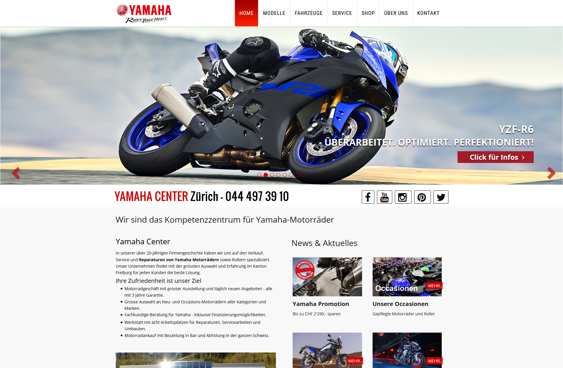 Yamaha Motorrad Webseite Desktop Design