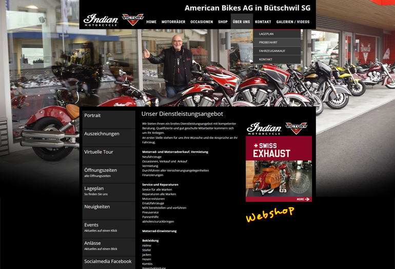 Indian Motorcycles Webseite Desktop Design Werkstatt