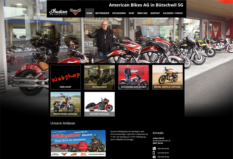 Indian Motorcycles Webseite Desktop Design