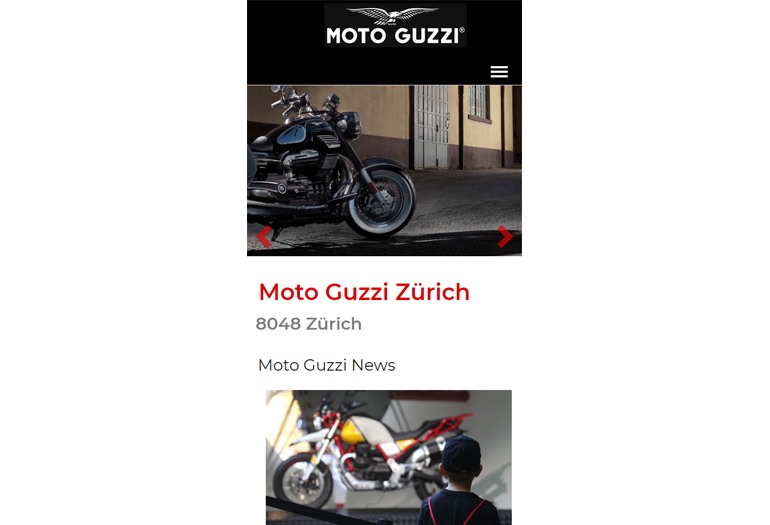 Moto Guzzi Motorrad Webseite Mobile/SmartPhone Design