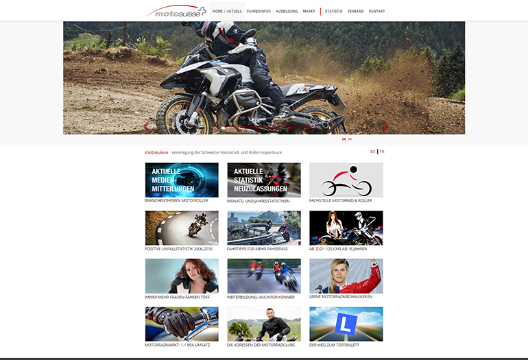 Moto Suisse Webseite Desktop Design