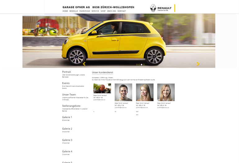 Renault Auto Webseite Desktop Design Mitarbeiter