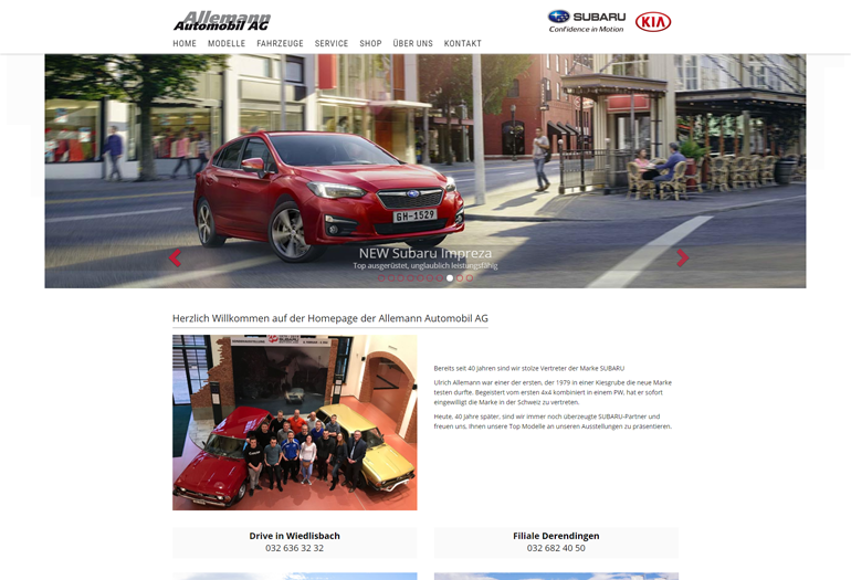 Subaru Auto Webseite Desktop Design