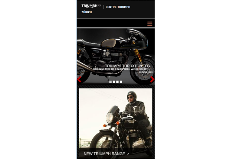 Triumph Motorcycles Webseite Mobile/SmartPhone Design