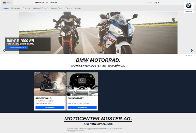 BMW Motorrad Webseite Desktop Design