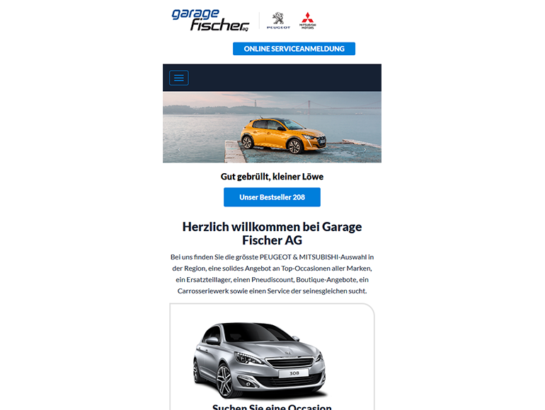 Garage Fischer Dietikon Webseite Mobile/SmartPhone Design