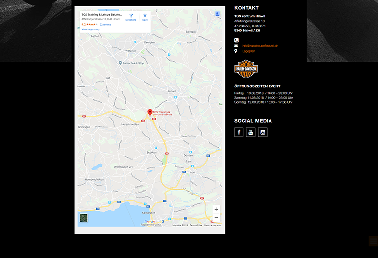 Roadhousefestival Webseite Desktop Design Lageplan