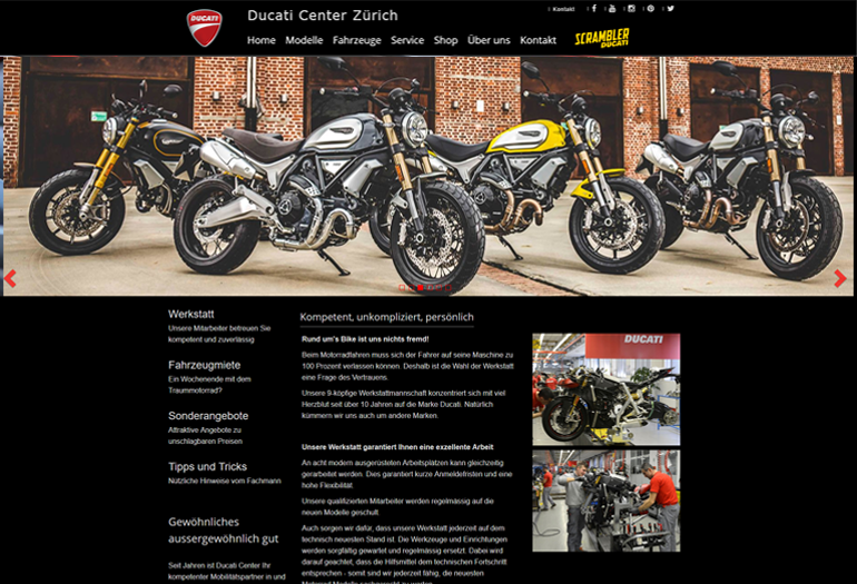 Ducati Motorrad Webseite Desktop Design Werkstatt