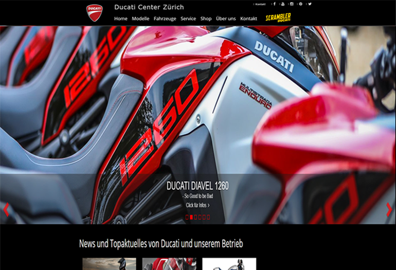 Ducati Motorrad Webseite Desktop Design