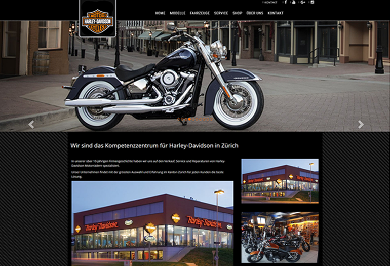 Harley-Davidson Motorrad Webseite Desktop Design