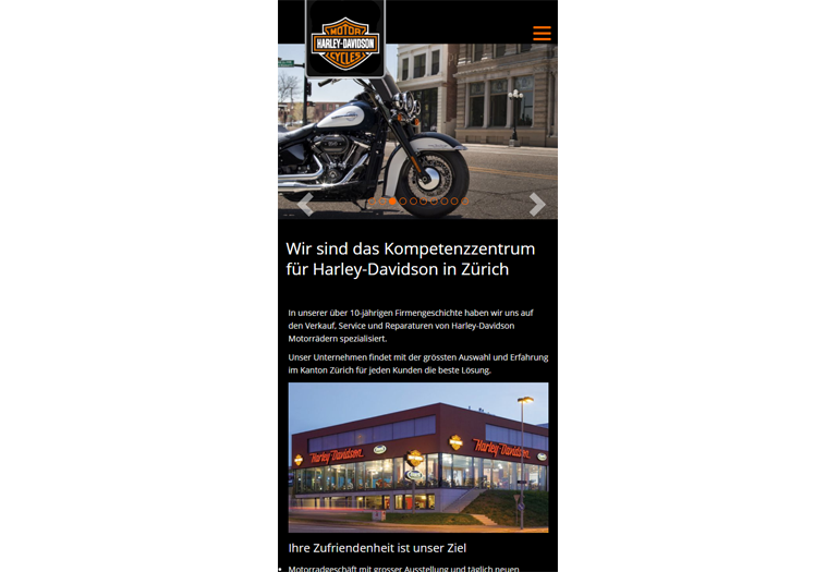 Harley-Davidson Motorrad Webseite Mobile/SmartPhone Design