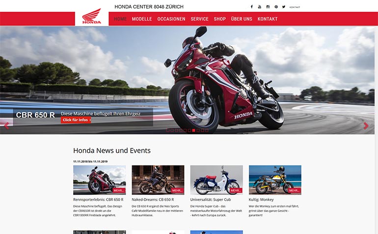 Honda Motorrad Webseite Desktop Design