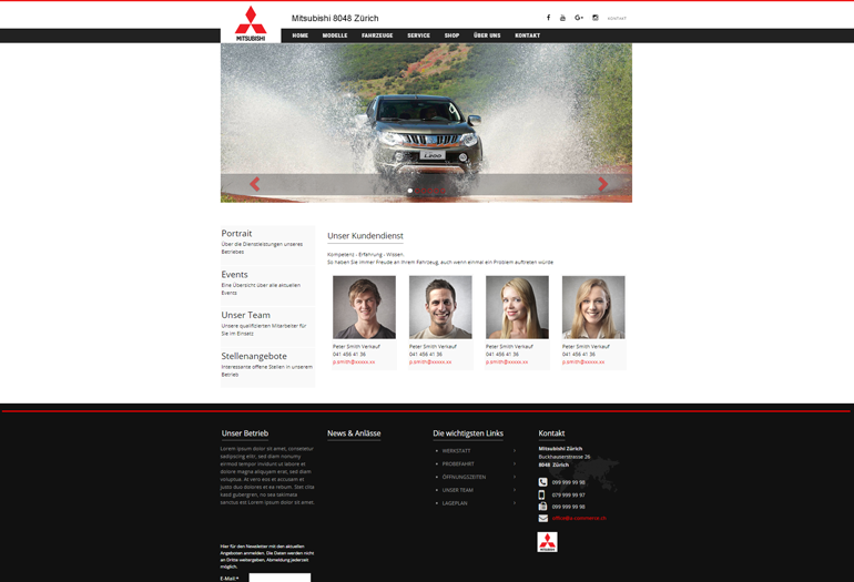 Mitsubishi Webseite Desktop Design Mitarbeiter