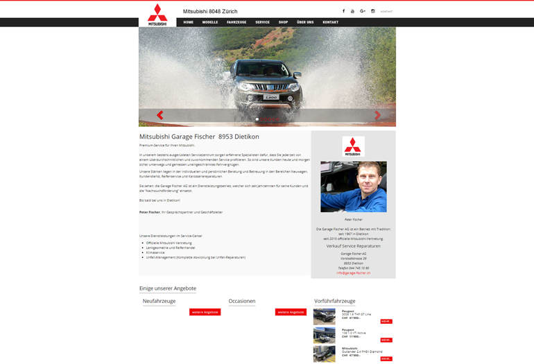 Mitsubishi Webseite Desktop Design
