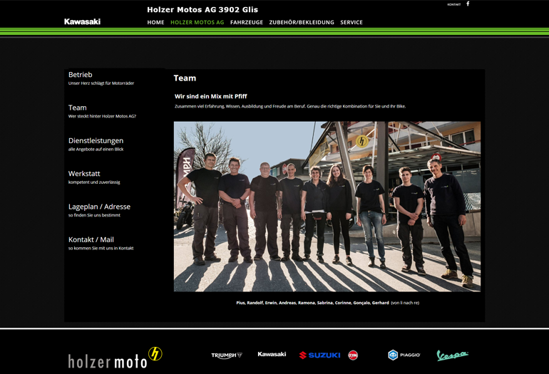 Multimarken (Multisite) Kawasaki Webseite Desktop Design Mitarbeiter