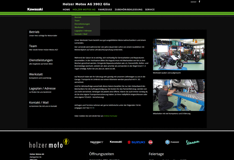 Multimarken (Multisite) Kawasaki Webseite Desktop Design Werkstatt