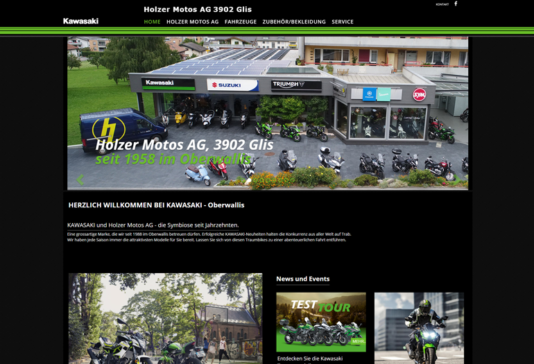 Multimarken (Multisite) Kawasaki Webseite Desktop Design