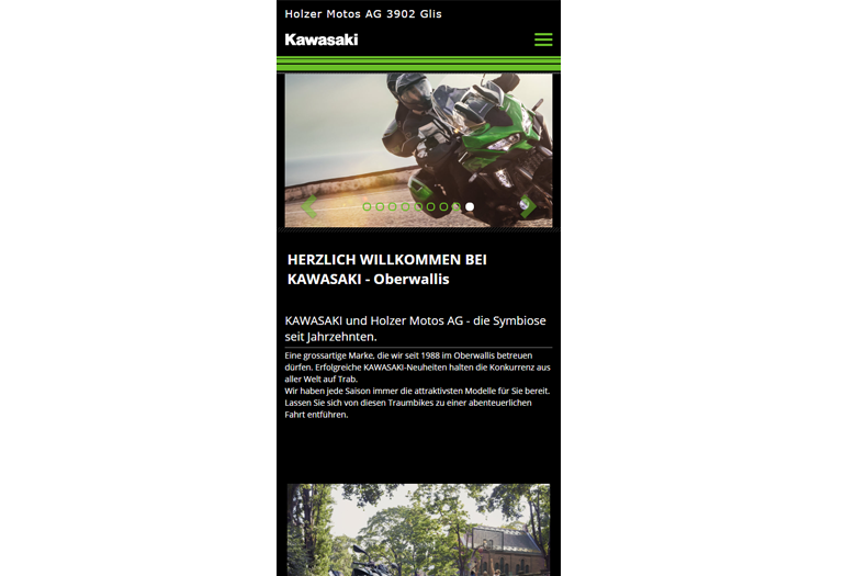 Multimarken (Multisite) Kawasaki Webseite Mobile/SmartPhone Design