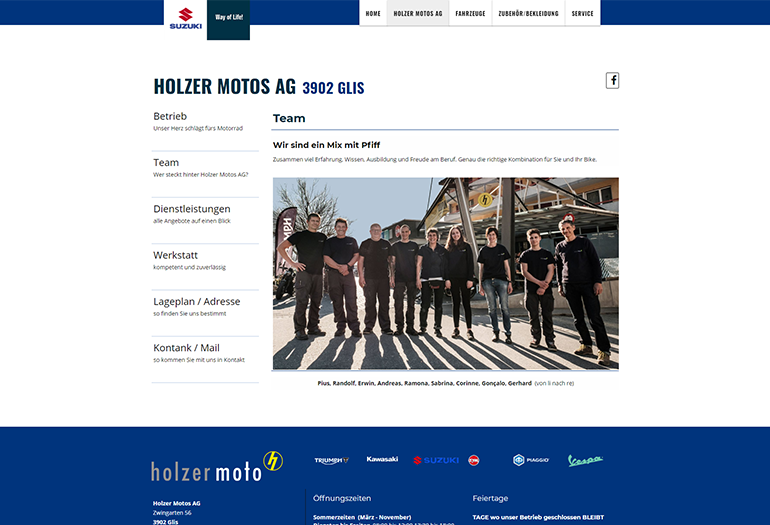 Multimarken (Multisite) Suzuki Webseite Desktop Design Mitarbeiter