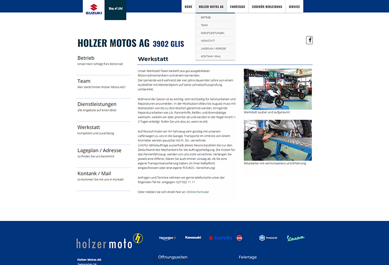 Multimarken (Multisite) Suzuki Webseite Desktop Design Werkstatt