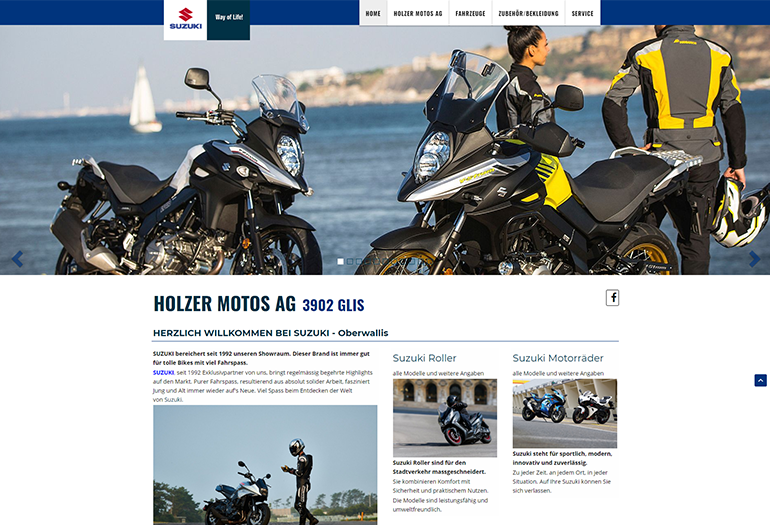 Multimarken (Multisite) Suzuki Webseite Desktop Design