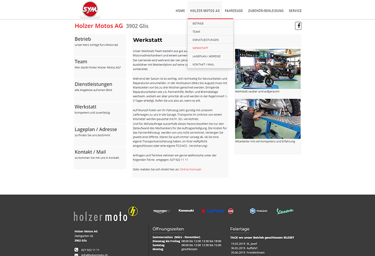 Multimarken (Multisite) SYM Webseite Desktop Design Werkstatt