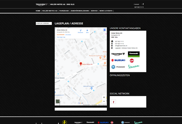 Multimarken (Multisite) Triumph Webseite Desktop Design Lageplan