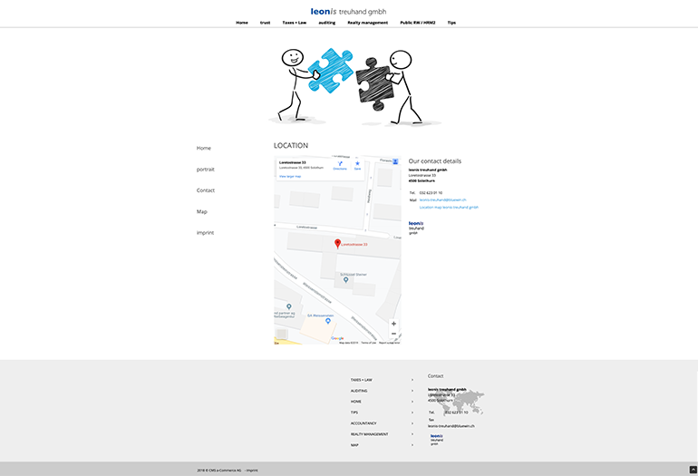 Leonis Treuhand Webseite Desktop Design Lageplan