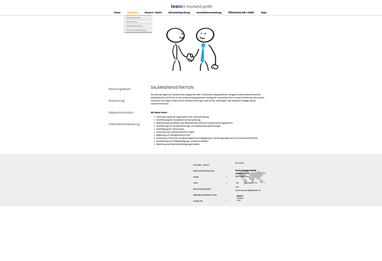 Leonis Treuhand Webseite Desktop Design Navigation