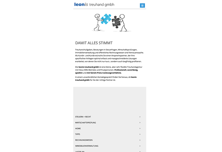 Leonis Treuhand Webseite Mobile/SmartPhone Design