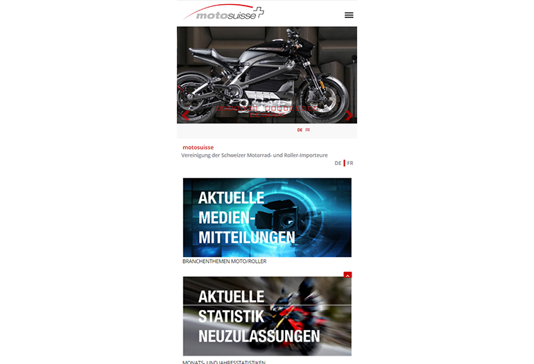 Moto Suisse Webseite Mobile/SmartPhone Design
