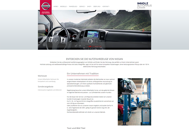 Nissan Webseite Desktop Design Werkstatt