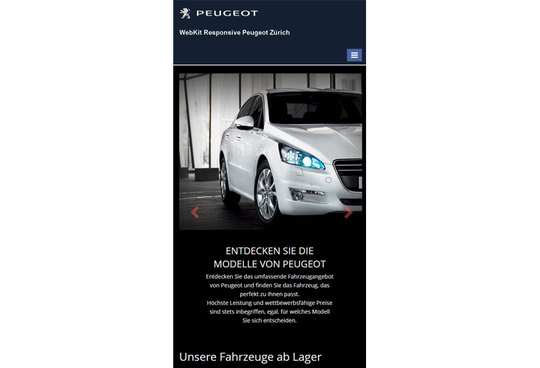 Peugeot Auto Webseite Mobile/SmartPhone Design