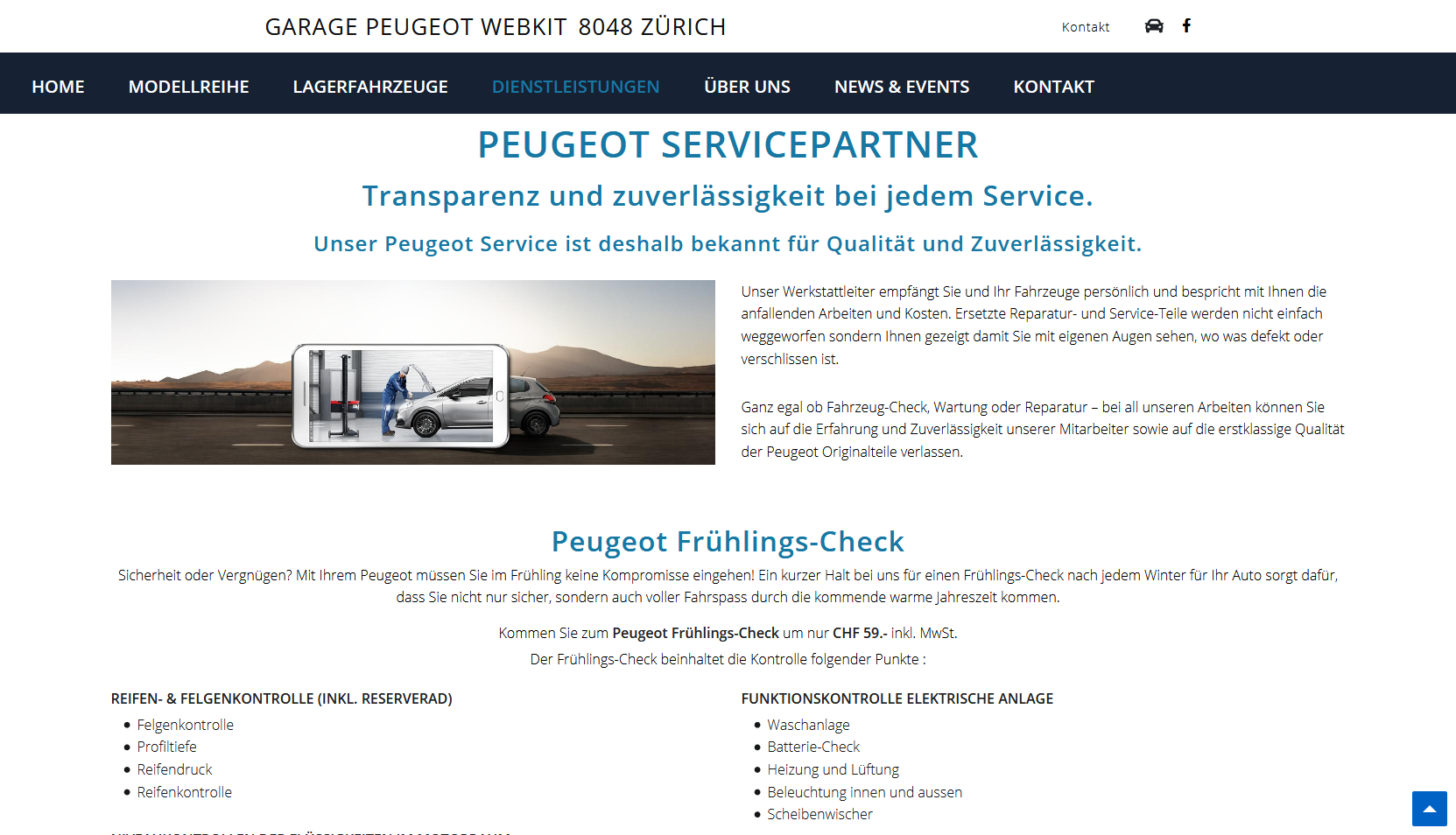 Peugeot Auto Webseite Desktop Design Werkstatt