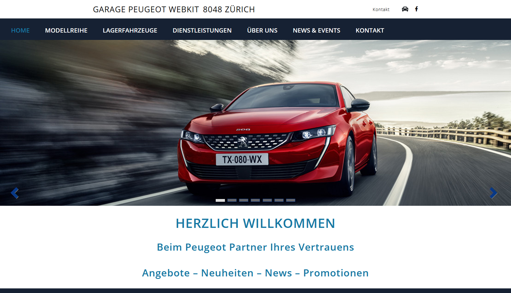 Peugeot Auto Webseite Desktop Design