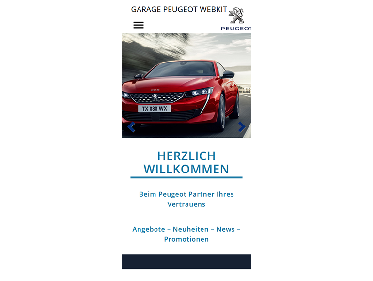 Peugeot Auto Webseite Mobile/SmartPhone Design