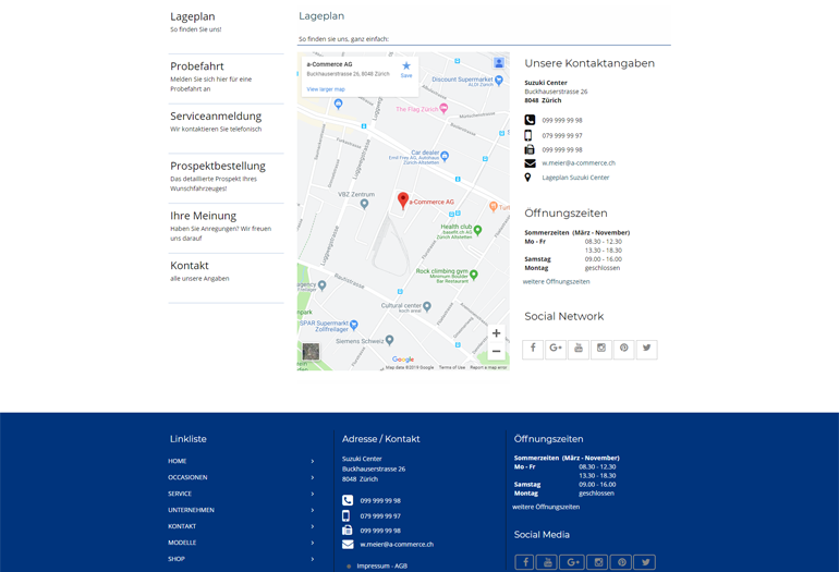 Suzuki Motorrad Webseite Desktop Design Lageplan