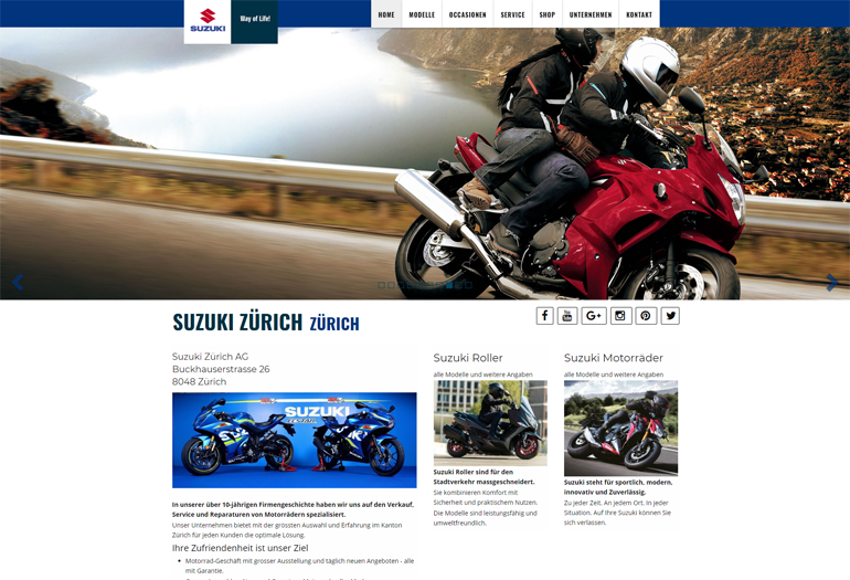 Suzuki Motorrad Webseite Desktop Design