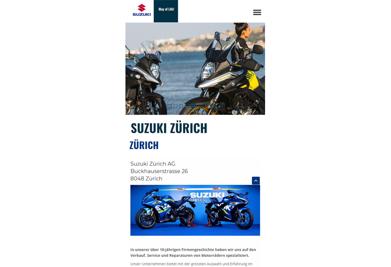 Suzuki Motorrad Webseite Mobile/SmartPhone Design
