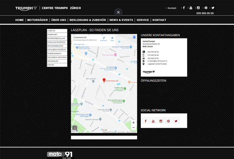 Triumph Motorcycles Webseite Desktop Design Lageplan