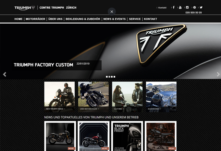 Triumph Motorcycles Webseite Desktop Design