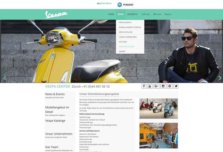 Vespa Roller Webseite Desktop Design Werkstatt